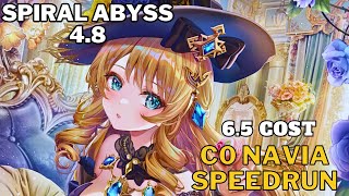 [Abyss 4.7/4.8] C0 Navia 6.5 COST 83s Top Half continuous run | Genshiin Impact