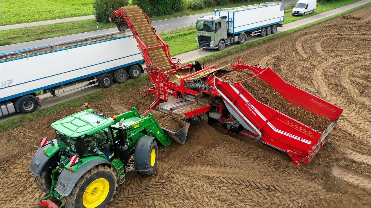 Potato harvest in Germany / Dewulf Kwatro Harvester in Action & Grimme RH 24-60 Combi Clean Loader!