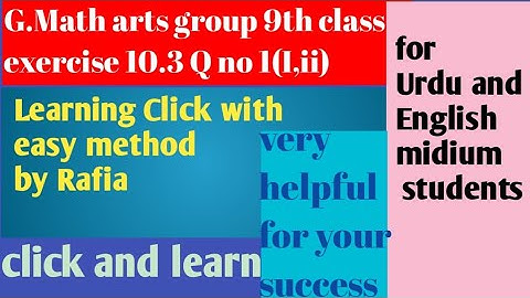 exercise 10.3 Q no3 (i,ii ) unit 10 class 9th general math arts group