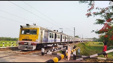 High Speed EMU Galloping Local Train Furious Moving Throughout Railgate