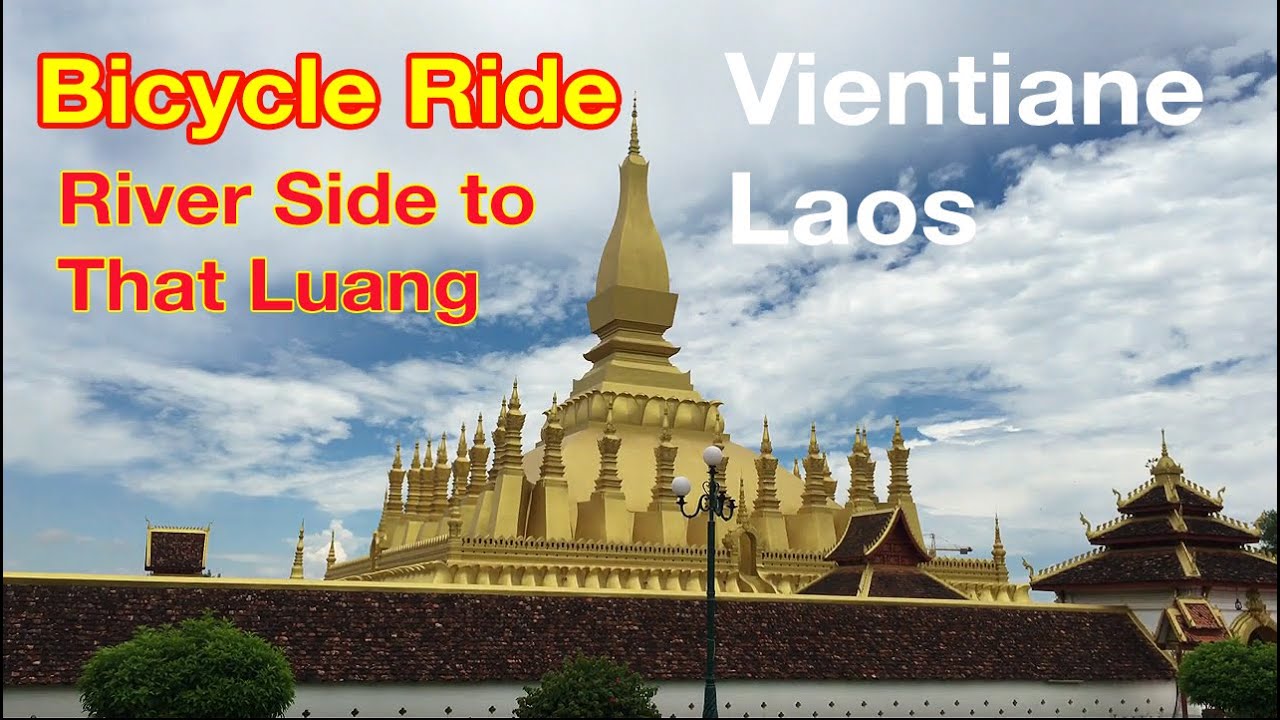 Mekong River to That Luang - Vientiane, Laos. Bicycle Ride in heavy traffic, on Route 13.