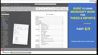 Guide to Using Microsoft Word for Thesis and Reports Part 8 of 9