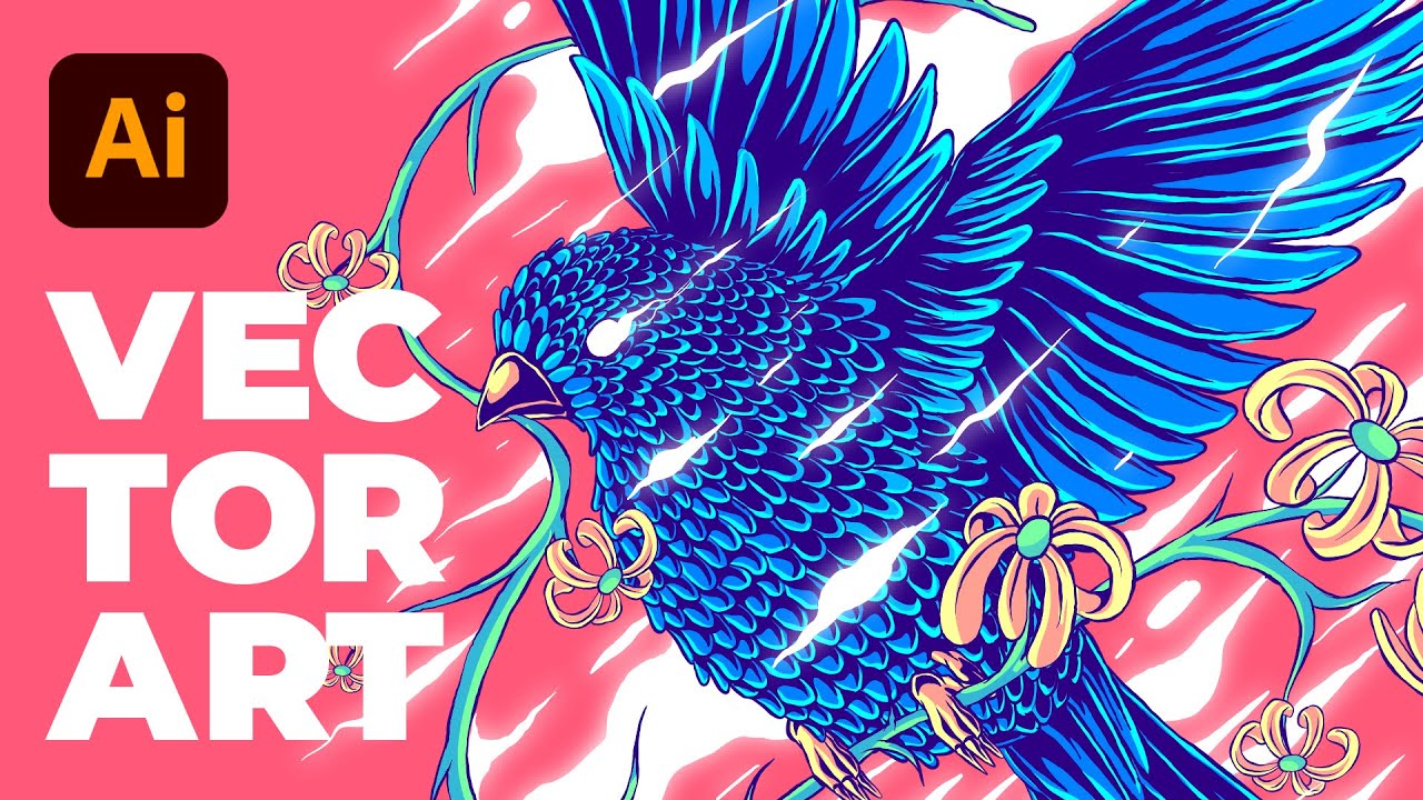 Flying Bird Illustration - Drawing in Adobe Illustrator - Speed Art