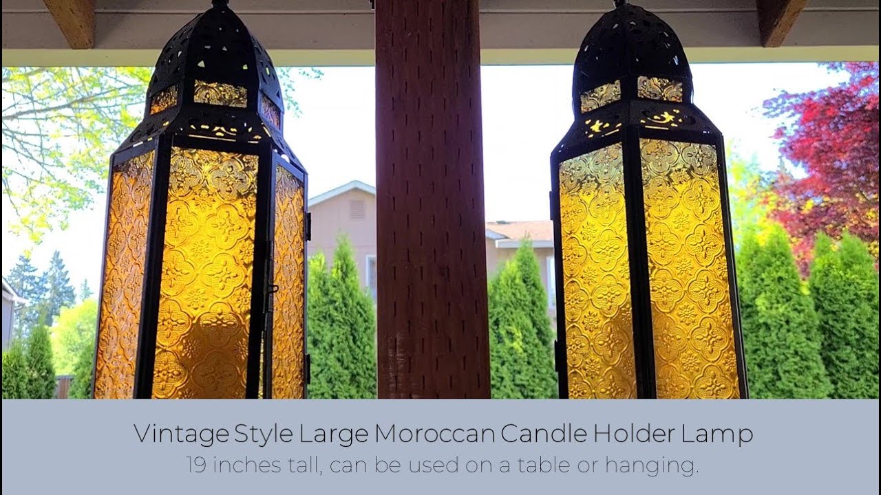 In Hand Review of Vintage Style Large Orange Amber 19" Tall Moroccan Candle Holder Floor lamp