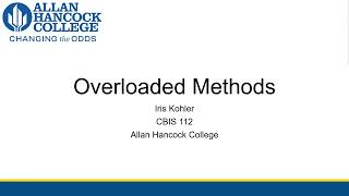 [CBIS 112] Overloaded Methods