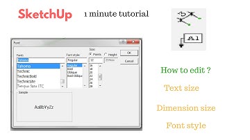 SketchUp How To Change Text, Dimension, Font Size ? (1 minute tutorial)