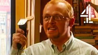 Simon Pegg Tries To Shave Bill Bailey Black Books