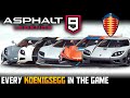 Asphalt 9 full koenigsegg showcase every car ingame