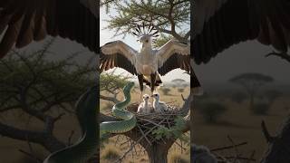 Secretary Bird vs. Snake: The Ultimate Strike! 🐍 #shorts