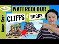 How To Paint CLIFFS and ROCKS In WATERCOLOUR. Step by Step Painting Tutorial by ANNE KERR