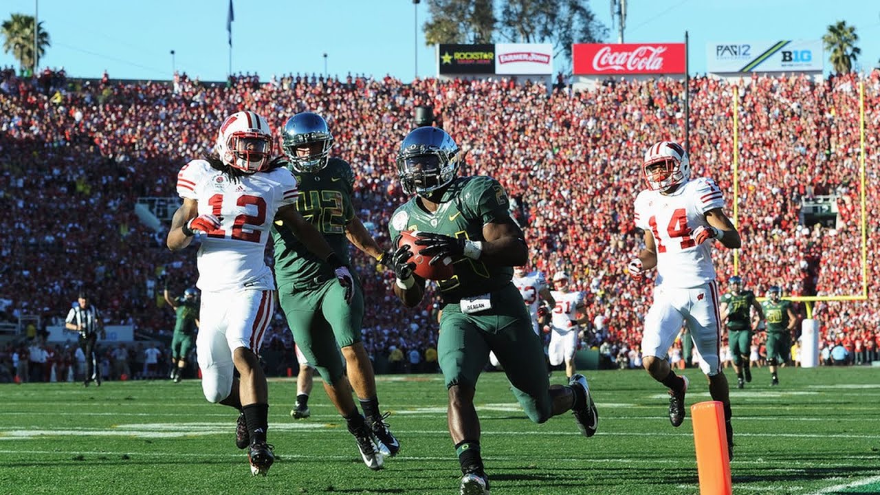 Kenjon Barner 54 Yard Touchdown Catch 2012 Rose Bowl Oregon vs Wisconsin (4K60fps)