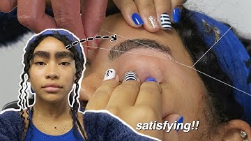 Getting My Eyebrows THREADED For The First Time! *Oddly Satisfying*