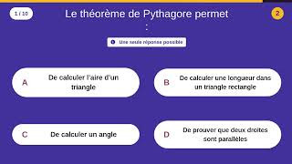 QCM – Théorème de Pythagore (niveau Brevet)