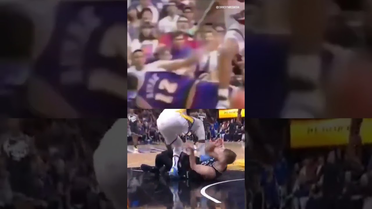 Draymond Green & Domantas Sabonis recreating Charles Barkley & Vlade Divac foot stamp. 😂😂😂