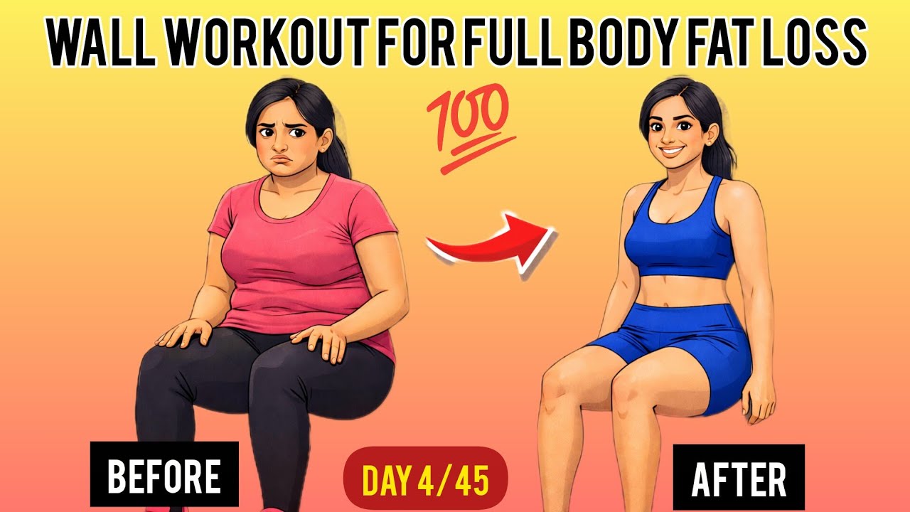 День 4/45. Простые упражнения у стены для похудения всего тела 💯 (легко и эффективно) 