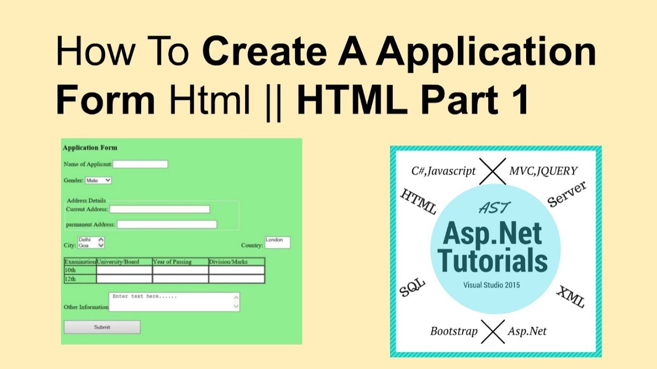 how to create a application form using html