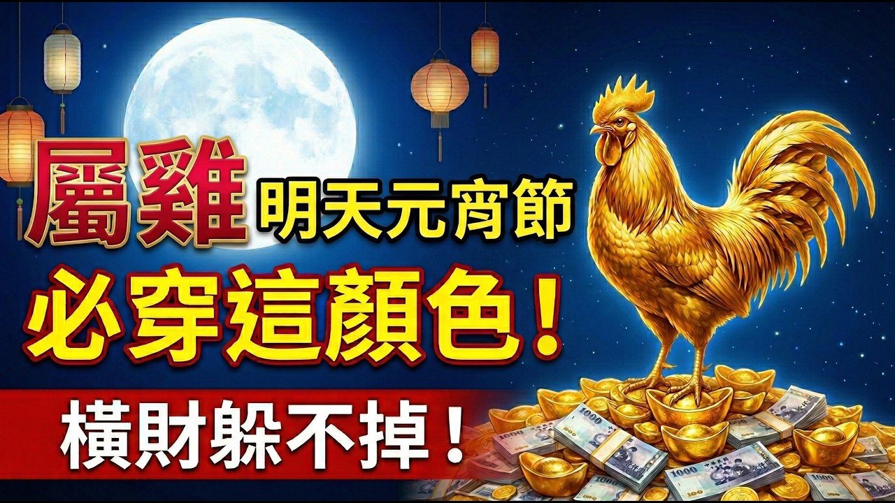 【屬雞必看】明天3月3號正月十五「元宵節」，必穿「這顏色」，讓你偏財大旺，橫財躲不掉！#屬雞2026運勢 #元宵節 #偏財 #旺財顏色 #風水 #財運 #2026生肖雞運勢 #橫財 #幸運色 #開運色