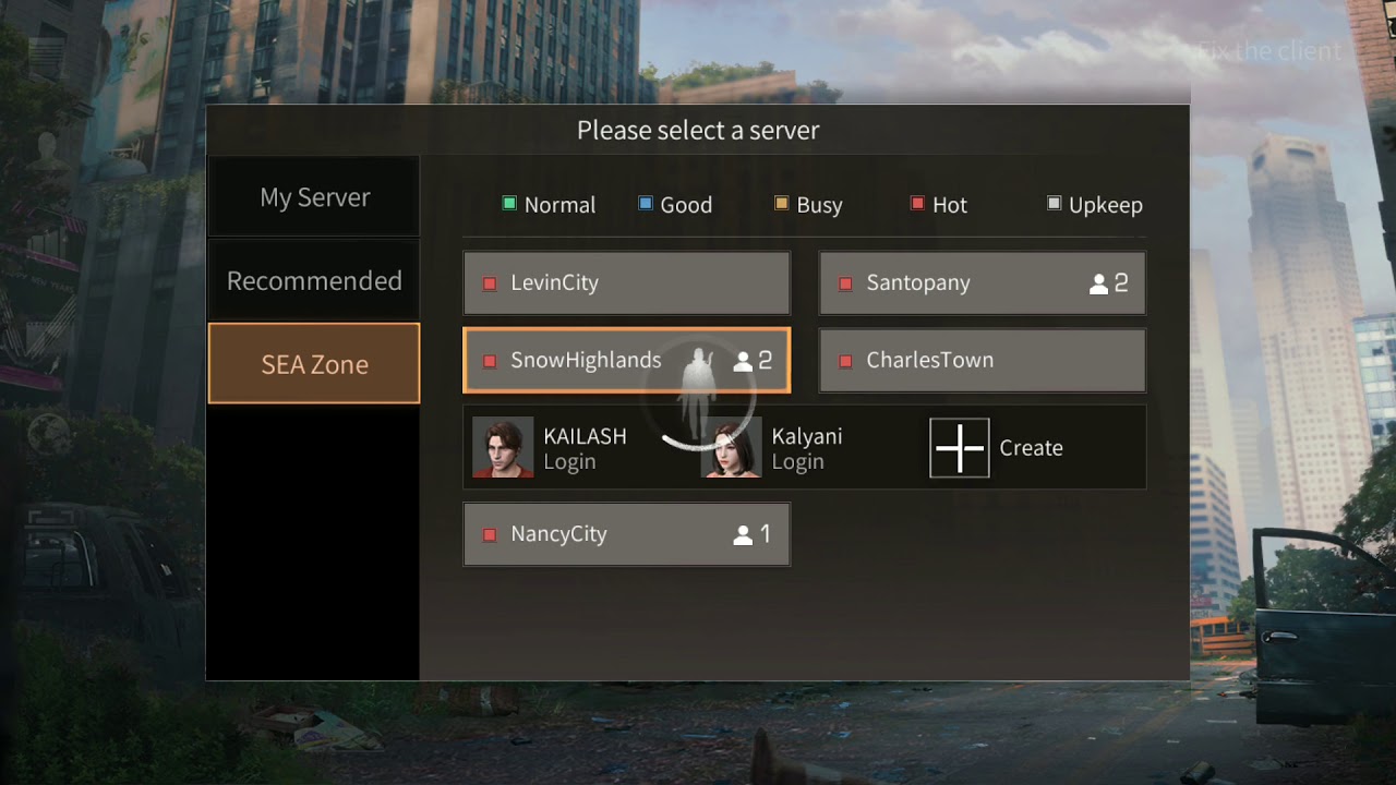 Lifeafter game SEA ZONE SNOW HIGHLAND SERVER