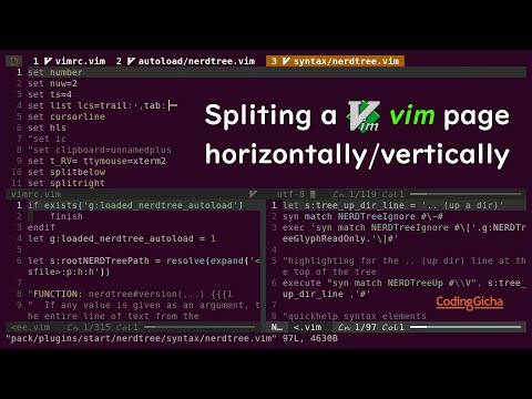 Spliting a vim page horizontally/vertically