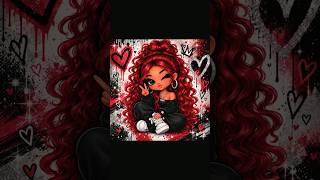 Cherry Red Chibi Girl PNG, Streetwear Glam Clipart (Digital Download)
