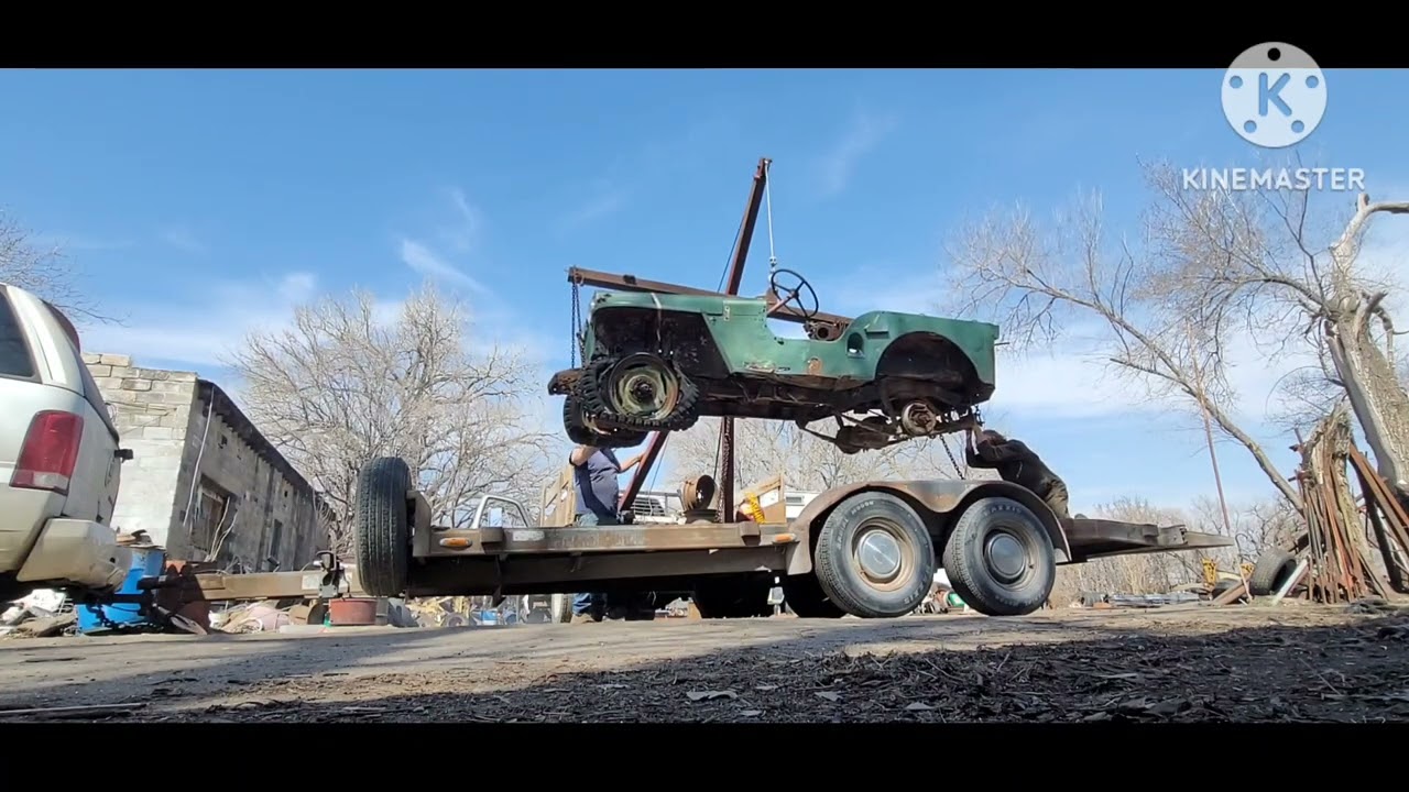 Junkyard Rescue Jeep! Loading with old winch truck onto a trailer...