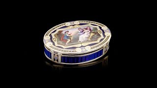 ANTIQUE 19thC SWISS 18k GOLD & HAND PAINTED ENAMEL SNUFF BOX c.1800