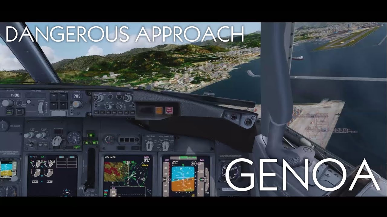 [P3Dv4] PMDG 737NGX - Genoa Circle to Land RWY10 - DANGEROUS APPROACH!! [HD]