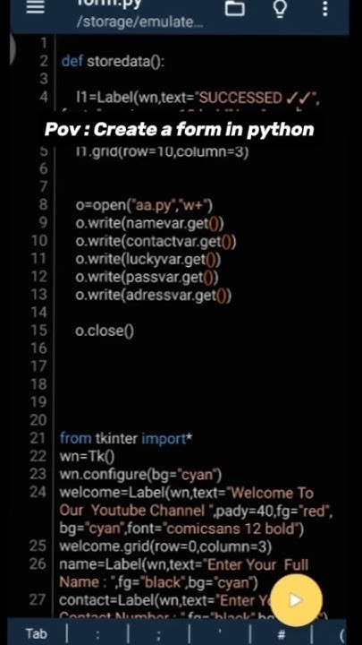 Create a form in python 🎯 || Tkinter module || - YouTube