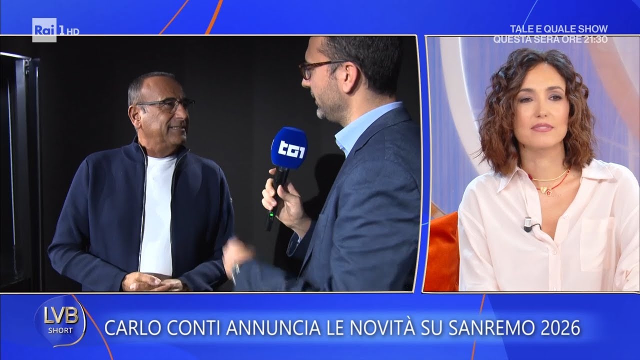 Al Tg1, Carlo Conti annuncia le novità Sanremo 2026 - La volta buona 17/10/2025