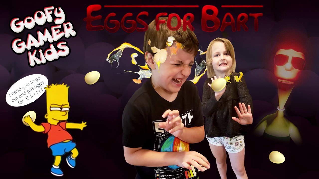 Goofy Gamer Kids play Eggs for Bart scary Simpsons jumpscare video game