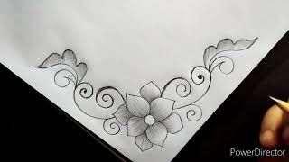 Flower border design by pencil|| Corner design||Project@riyaartandcraft1