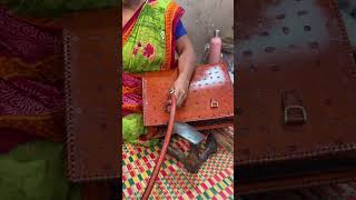 How We Attach Unbreakable Handles to Our Zygma 14inches Leather laptopTote Bags! 🔨🎒#shorts
