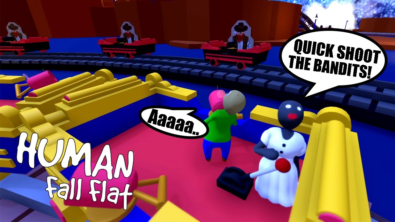 BALDI AND GRANNY NEEDS TO ESCAPE CRAZY BANDITS in HUMAN FALL FLAT - YouTube