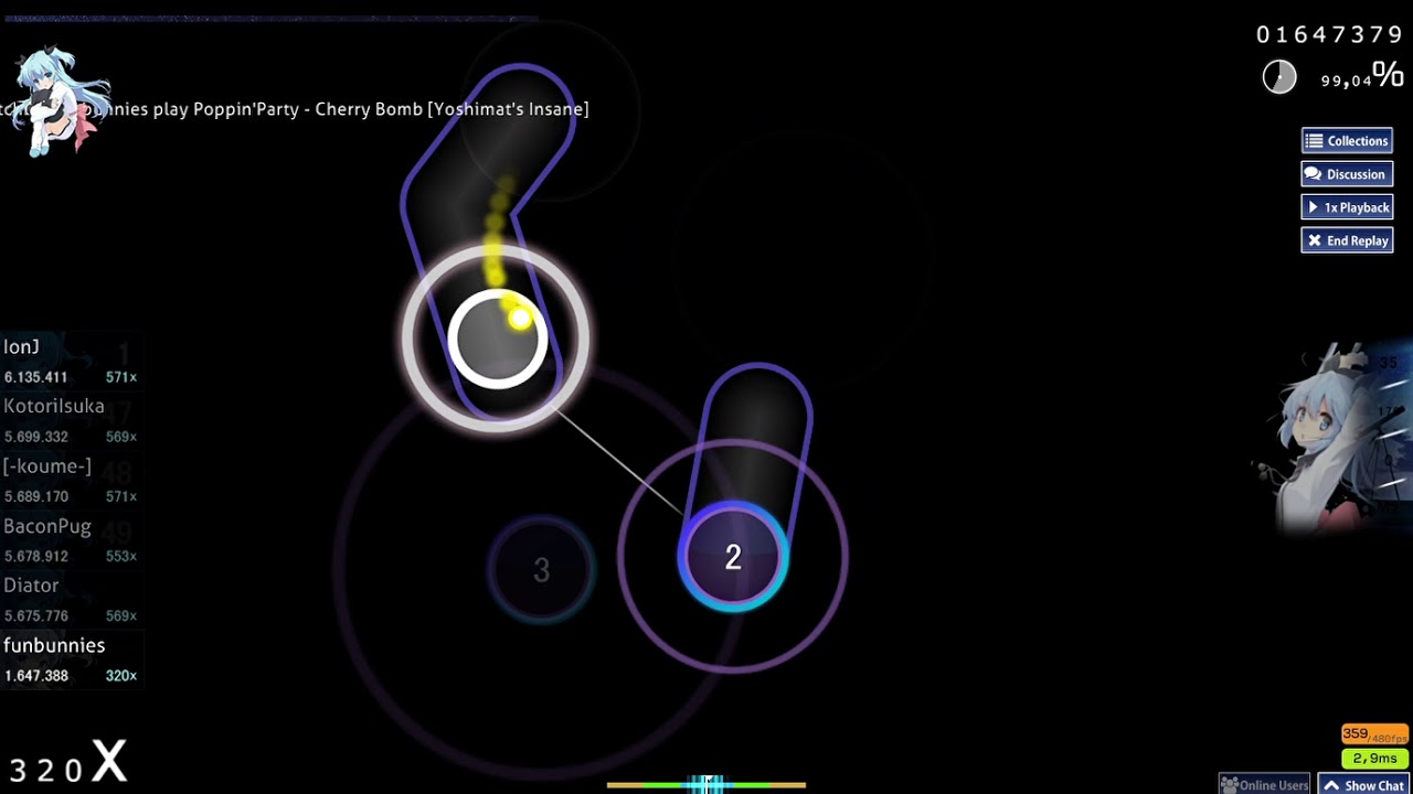 Osu! Poppin' party Cherry bomb[Yoshimat's Insane] First try fc YouTube