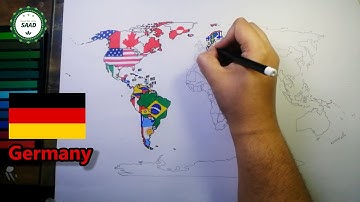 Drawing flag map of the World | All countries flag map drawing | World map