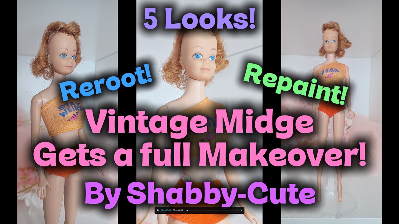 Vintage Midge Gets a full Makeover! Reroot, Repaint, Pierced Ears and 5 New Looks! #barbiemakeover