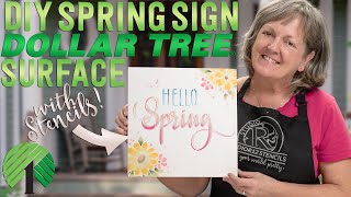 Decorate Your Home with this $3 Dollar Tree Wood Surface | Paint Spring Decor with Stencils