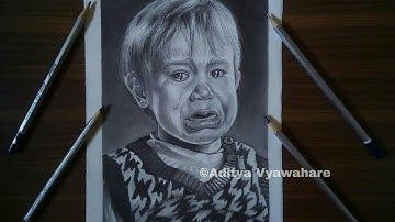 Crying baby face drawing🔥Easy step for beginners by Aditya Vyawahare Art