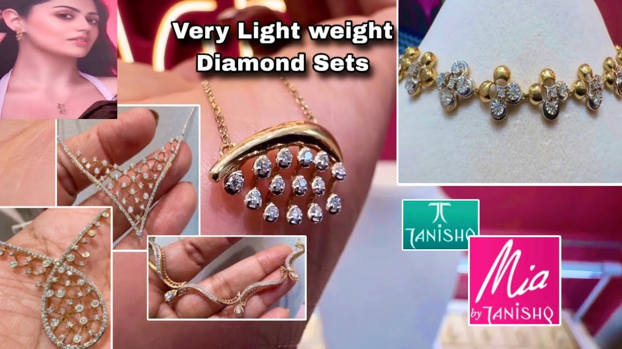 Very Light Weight Diamond Necklace Sets From Mia by Tanishq/Real Diamond Jewellery/Vadodara/Deeya