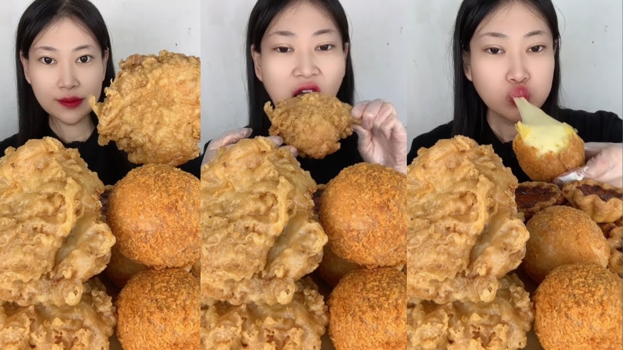ASMR Mukbang | Super Crunchy Fried Chicken & Golden Crispy Balls