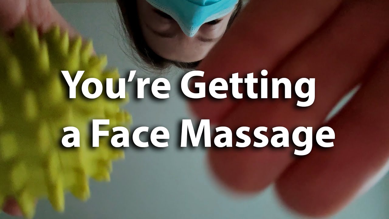 ASMR Face Massage + Layered Sounds + Massage with a Roller and Lotion + Dry Hands Movements