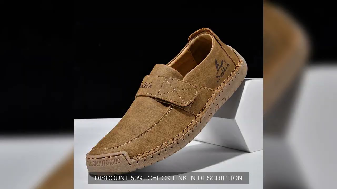 Men's Slip On Loafers Soft Leather Preppy Lightweight Breathable Driving Shoes Non Slip Daily Fashio