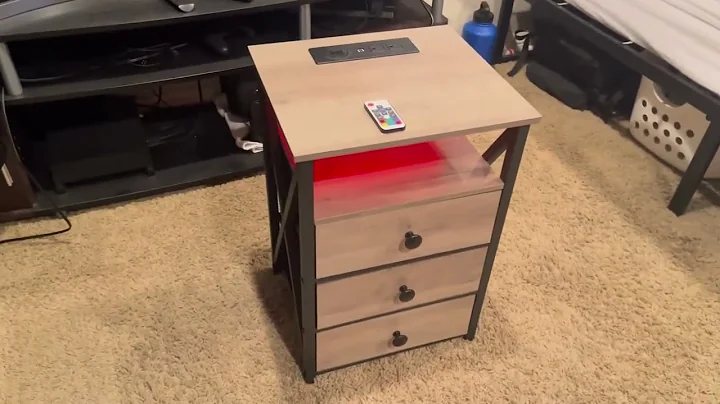 AMHANCIBLE LED Nightstands Set of 2, End Side Table with Wireless Charging Station Review