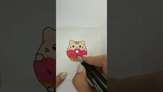Making a Cute Cat Donut Sticker 🍩✨ DIY Kawaii Sticker | #craft #shorts | LoveAndColor Art