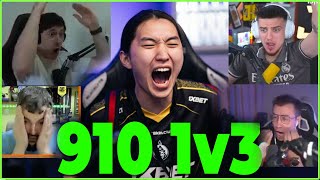 910 INSANE 1V3 CLUTCH | THE MONGOLZ - STREAMERS REACT