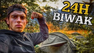24H Biwak bei Regen im Wald | mit neuer Ausrüstung - Biwakzelt Defcon 5| schlechtes Wetter kommt...