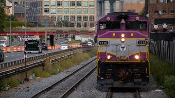 Boston commuter action around Kenmore Square | The Blue and Purple trains of Boston, MA