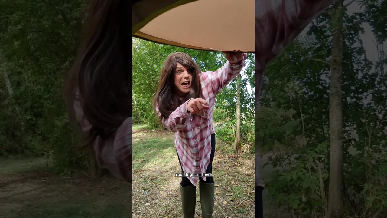 The tent is going up, along with her blood pressure! 😅 