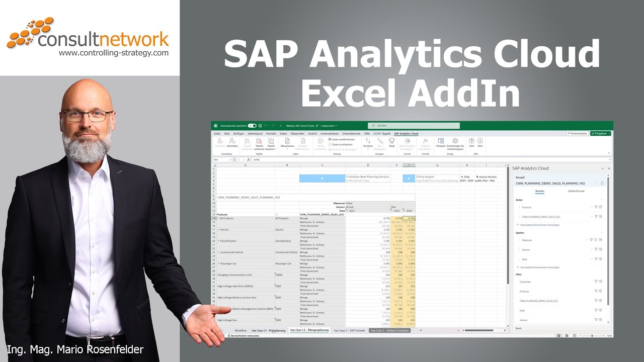 SAP Analytics Cloud Excel Addin - YouTube