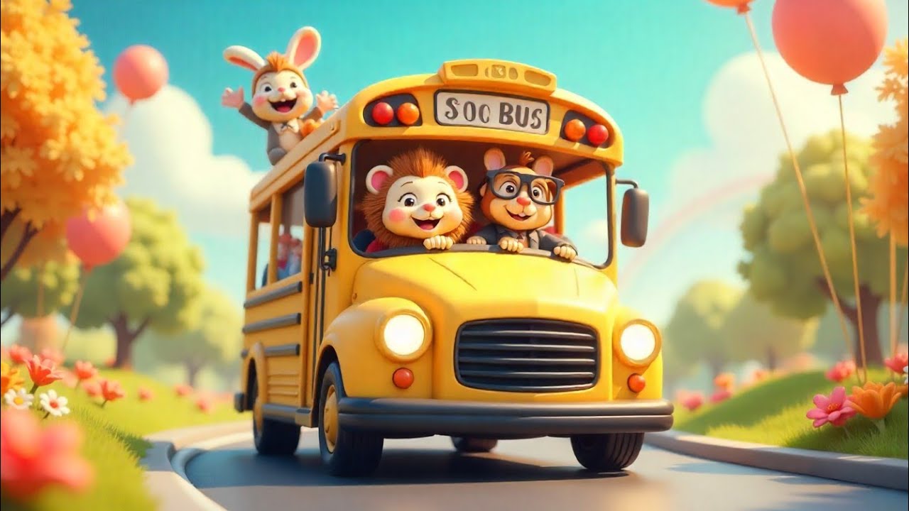 The Animals’ School Bus Adventure 🚌🐻🐱 | Fun Rhyming Poem for Kids | 3D Cartoon Story
